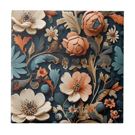 Boho Wildbloemen Elegant naadloos patroon Tegeltje (Voorkant)