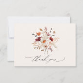 Boho Wildbloemen Elegante herfst bruiloft Bedankkaart (Voorkant)