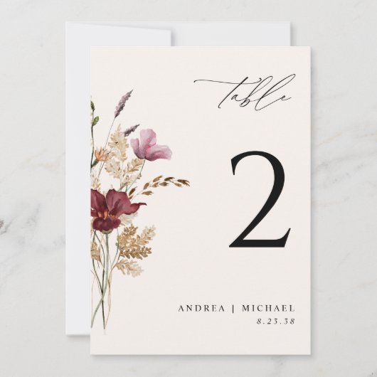 Boho Wildbloemen Elegante herfst bruiloft Kaart (Voorkant)