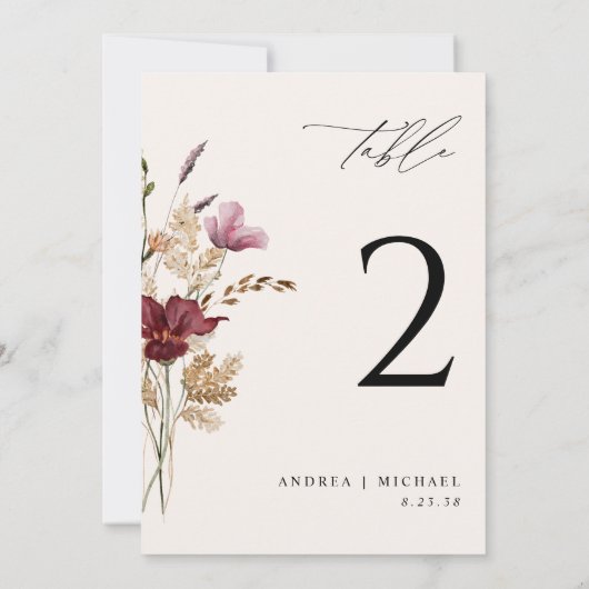 Boho Wildbloemen Elegante herfst bruiloft Kaart (Achterkant)