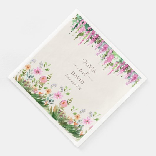 Boho Wildbloemen en Acacia bruiloft servetten (Hoek)