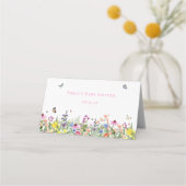 Boho Wildbloemen en Butterflies Baby shower Plaatskaartje (Achterkant)