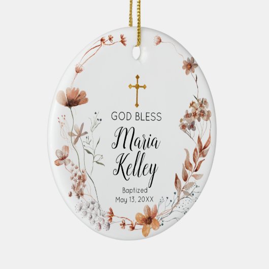 Boho Wildbloemen Floral Gepersonaliseerd meisje Ba Keramisch Ornament (Rechts)