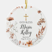 Boho Wildbloemen Floral Gepersonaliseerd meisje Ba Keramisch Ornament (Voorkant)