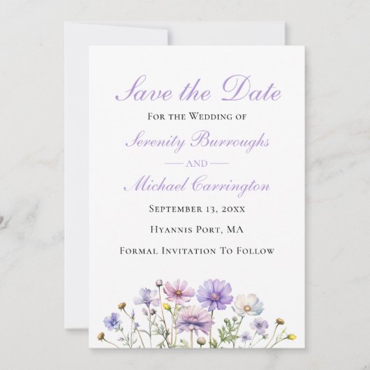 Boho Wildbloemen Floral Save the Date Bruiloft Kaart (Voorkant)