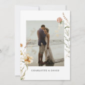 Boho Wildbloemen Foto Bruidsdouche Bedankkaart (Achterkant)