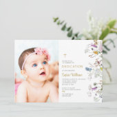 Boho Wildbloemen Foto Meisje Toewijding Kaart (Staand voorkant)