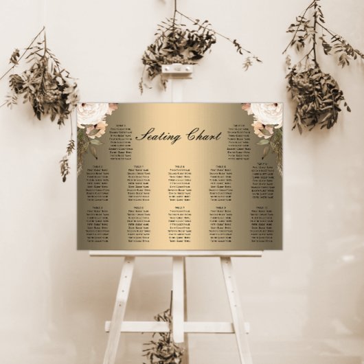 Boho Wildbloemen Goud Bruiloft Zitkaarten Poster