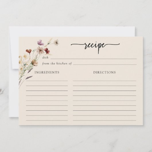Boho Wildbloemen Groot Recept Kaart (Voorkant)