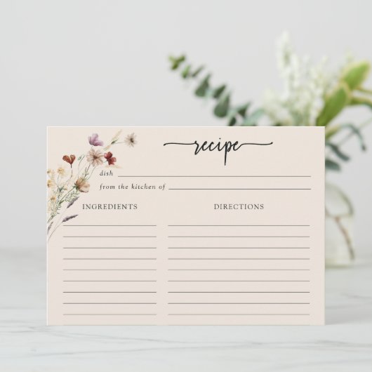 Boho Wildbloemen Groot Recept Kaart (Staand voorkant)
