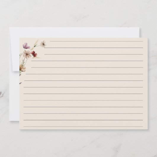 Boho Wildbloemen Groot Recept Kaart (Achterkant)