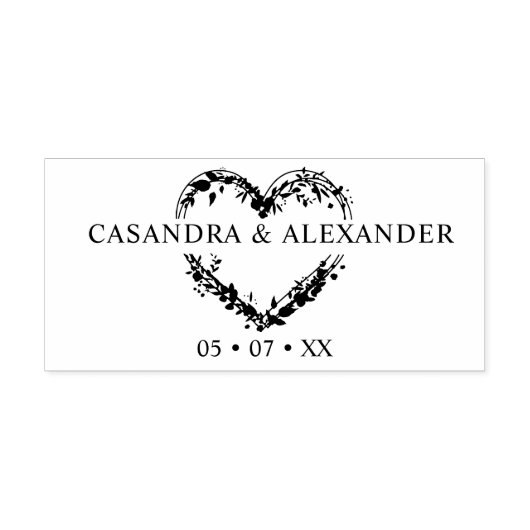 Boho Wildbloemen Hart Branches Leaves Rubberstempel (Afrduk)