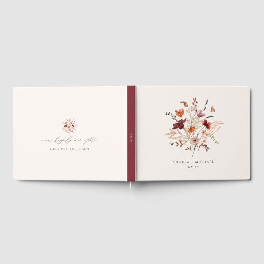 Boho Wildbloemen  herfst bruiloft Gastenboek (Volledig)