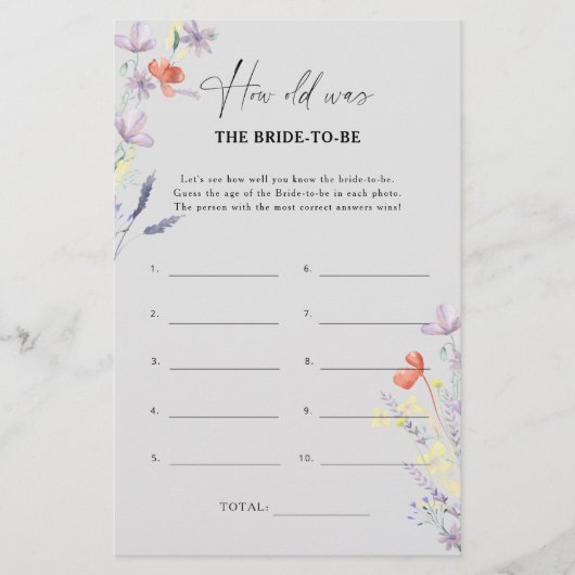 Boho Wildbloemen Hoe oud was de bruid om mee te sp (Voorkant)