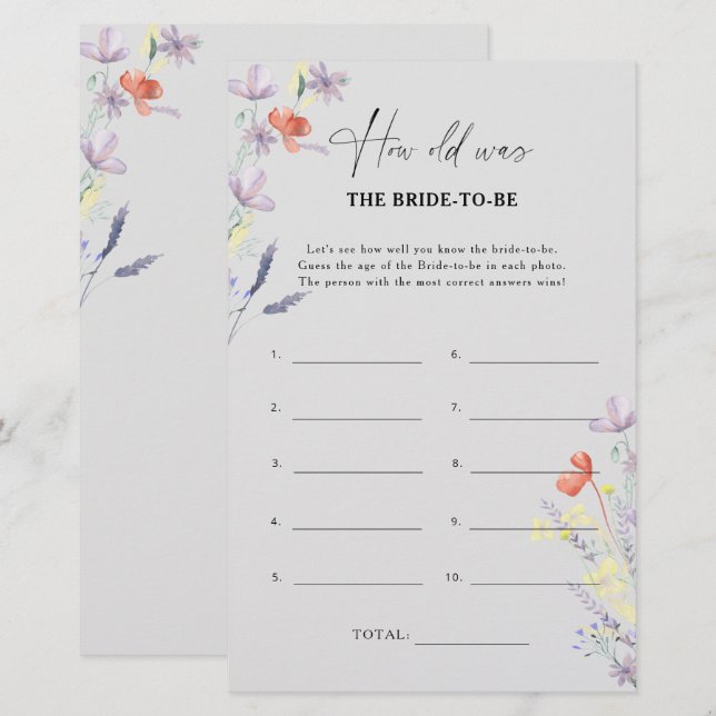 Boho Wildbloemen Hoe oud was de bruid om mee te sp (Voorkant / Achterkant)