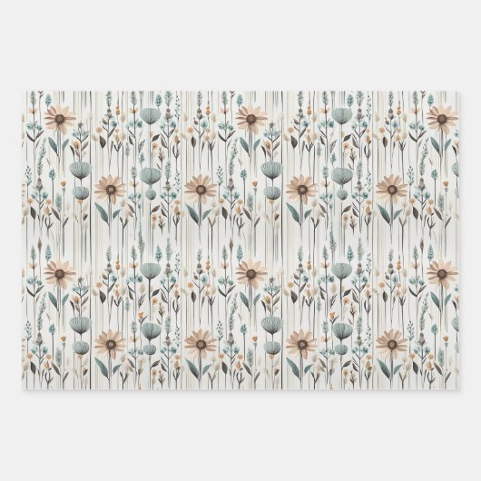Boho Wildbloemen Inpakpapier Vel (Voorkant)
