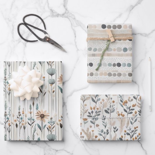 Boho Wildbloemen Inpakpapier Vel (Voorkant)