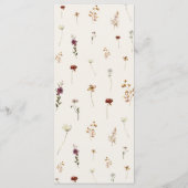 Boho Wildbloemen Ivoor Cream Bruiloft Drie gangen Menu (Achterkant)