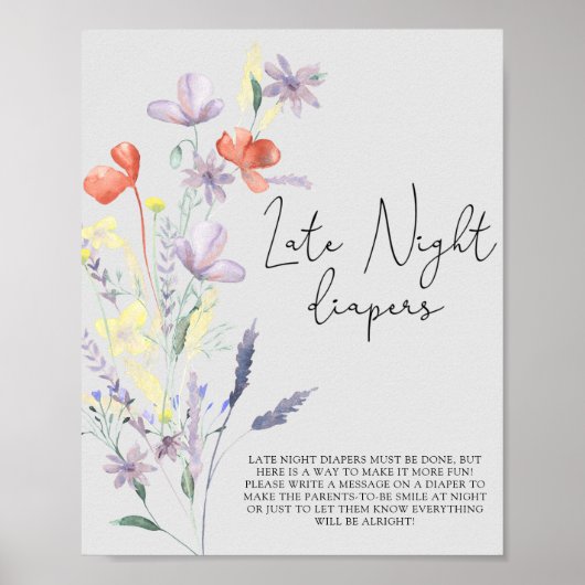 Boho Wildbloemen \ Late night diapers game Poster (Voorkant)