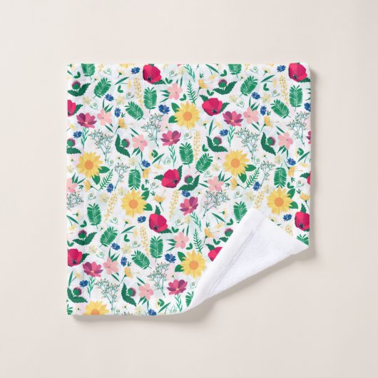 Boho Wildbloemen Meadow Floral Design Bad Handdoek (Wasdoekje)