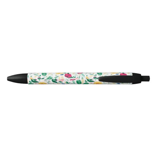 Boho Wildbloemen Meadow Floral Design Zwarte Inkt Pen (Achterkant)