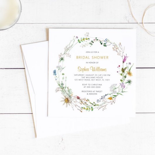 Boho Wildbloemen met bridal Shower Invitation Kaart