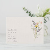 Boho Wildbloemen Minimalistische bruiloft Save The Date (Staand voorkant)