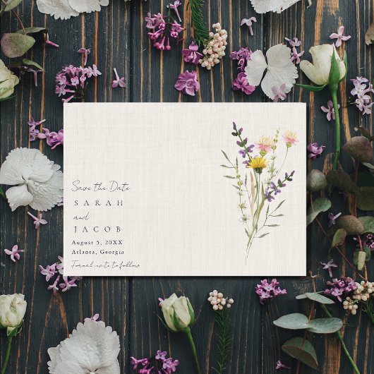 Boho Wildbloemen Minimalistische bruiloft Save The Date