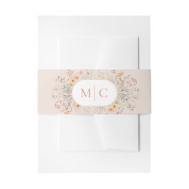 Boho Wildbloemen Monogram Bruiloft Uitnodigingen Wikkel