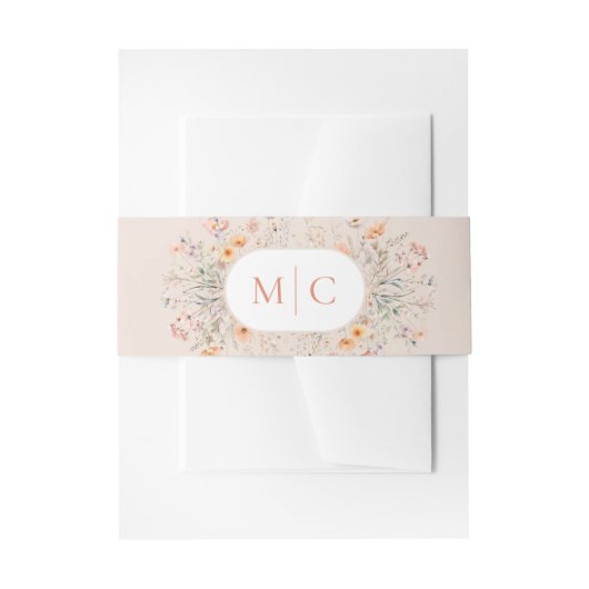 Boho Wildbloemen Monogram Bruiloft Uitnodigingen Wikkel (Voorkant Voorbeeld)