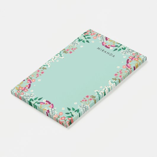 Boho Wildbloemen - Naam Post-it® Notes (Schuin)