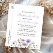 Boho Wildbloemen Paarse Bloemen Bachelorette Party Uitnodiging Briefkaart