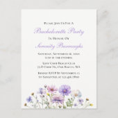 Boho Wildbloemen Paarse Bloemen Bachelorette Party Uitnodiging Briefkaart (Voorkant)