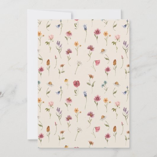 Boho Wildbloemen repetitie diner uitnodiging (Achterkant)