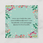 Boho Wildbloemen - Robin's Egg Blue Vierkante Visitekaartje (Achterkant)