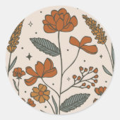 Boho Wildbloemen Ronde Sticker (Voorkant)