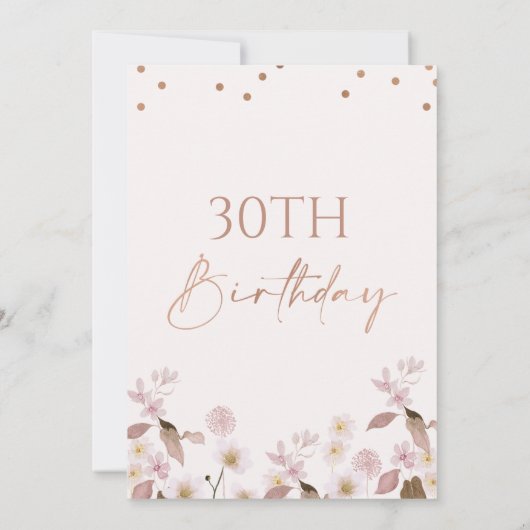 Boho Wildbloemen Roos Gold Any Age Verjaardag Kaart (Achterkant)