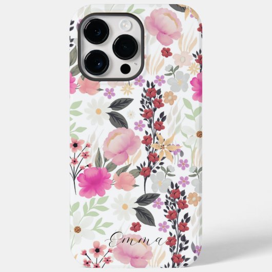 Boho Wildbloemen Roze Bloemen Case-Mate iPhone Case (Achterkant)