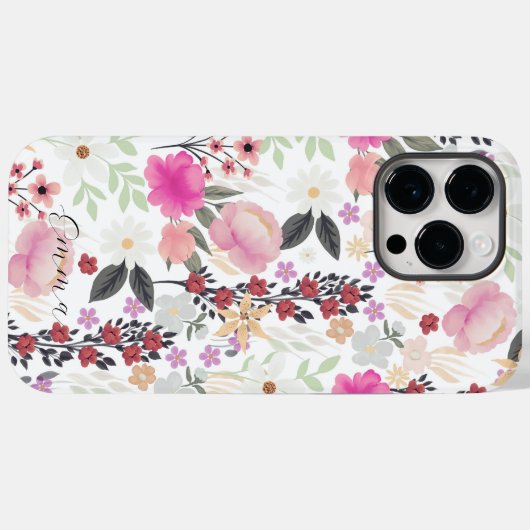 Boho Wildbloemen Roze Bloemen Case-Mate iPhone Case (Achterkant (horizontaal))