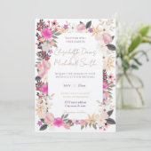 Boho Wildbloemen Roze Bloemen Kaart (Staand voorkant)