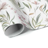 Boho Wildbloemen Stoffig roze salie groen Cadeaupapier (Rol Hoek)