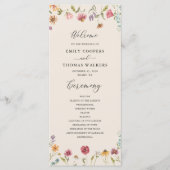 Boho Wildbloemen Trouwprogramma Programmakaart (Voorkant)