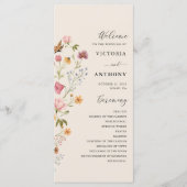 Boho Wildbloemen Trouwprogramma Programmakaart (Voorkant)