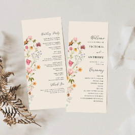 Boho Wildbloemen Trouwprogramma Programmakaart