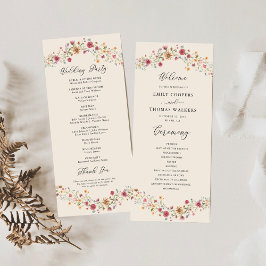 Boho Wildbloemen Trouwprogramma Programmakaart