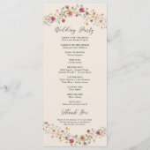 Boho Wildbloemen Trouwprogramma Programmakaart (Achterkant)