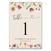 Boho Wildbloemen Trouwtafel nummers Kaart (Achterkant)