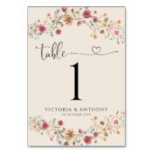 Boho Wildbloemen Trouwtafel nummers Kaart (Voorkant)