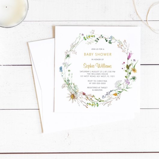 Boho Wildbloemen, Uitnodiging tot Baby shower