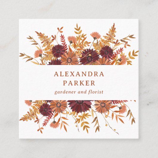 Boho Wildbloemen Vierkante Visitekaartje (Voorkant)